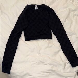 Women's Black Checkered Long Sleeve Top- Joy Lab size Small